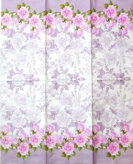 TWO Individual Paper Guest Decoupage Napkins - 2305 Shabby Chic Rose Garden