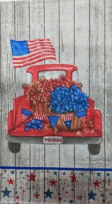 TWO Individual Paper Guest Decoupage Napkins - 2023 Americana Flower Truck