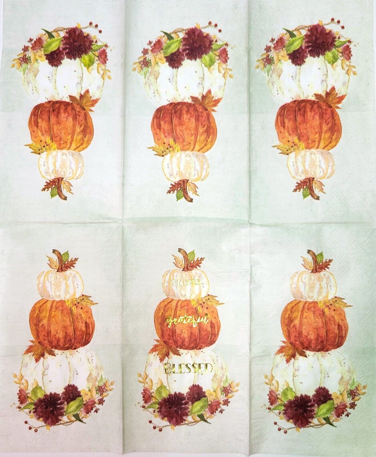 TWO Individual Paper Guest Decoupage Napkins-2114 Thankful Grateful Blessed Fall