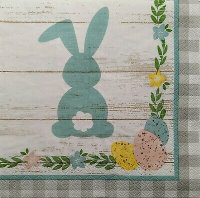 TWO Individual Paper Lunch Decoupage Napkins - 1898 Farmhouse Easter Bunny Tail