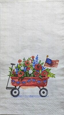 TWO Individual Paper Guest Decoupage Napkins - 2024 American Flower Wagon