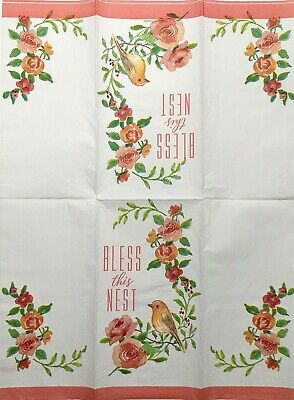 TWO Individual Paper Guest Decoupage Napkins - 1779 Bless This Nest