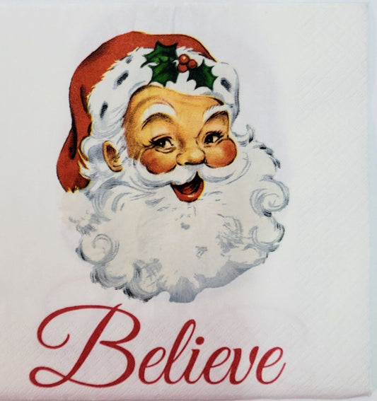 TWO Individual Paper Lunch Decoupage Napkins - 2149 Santa Clause Believe