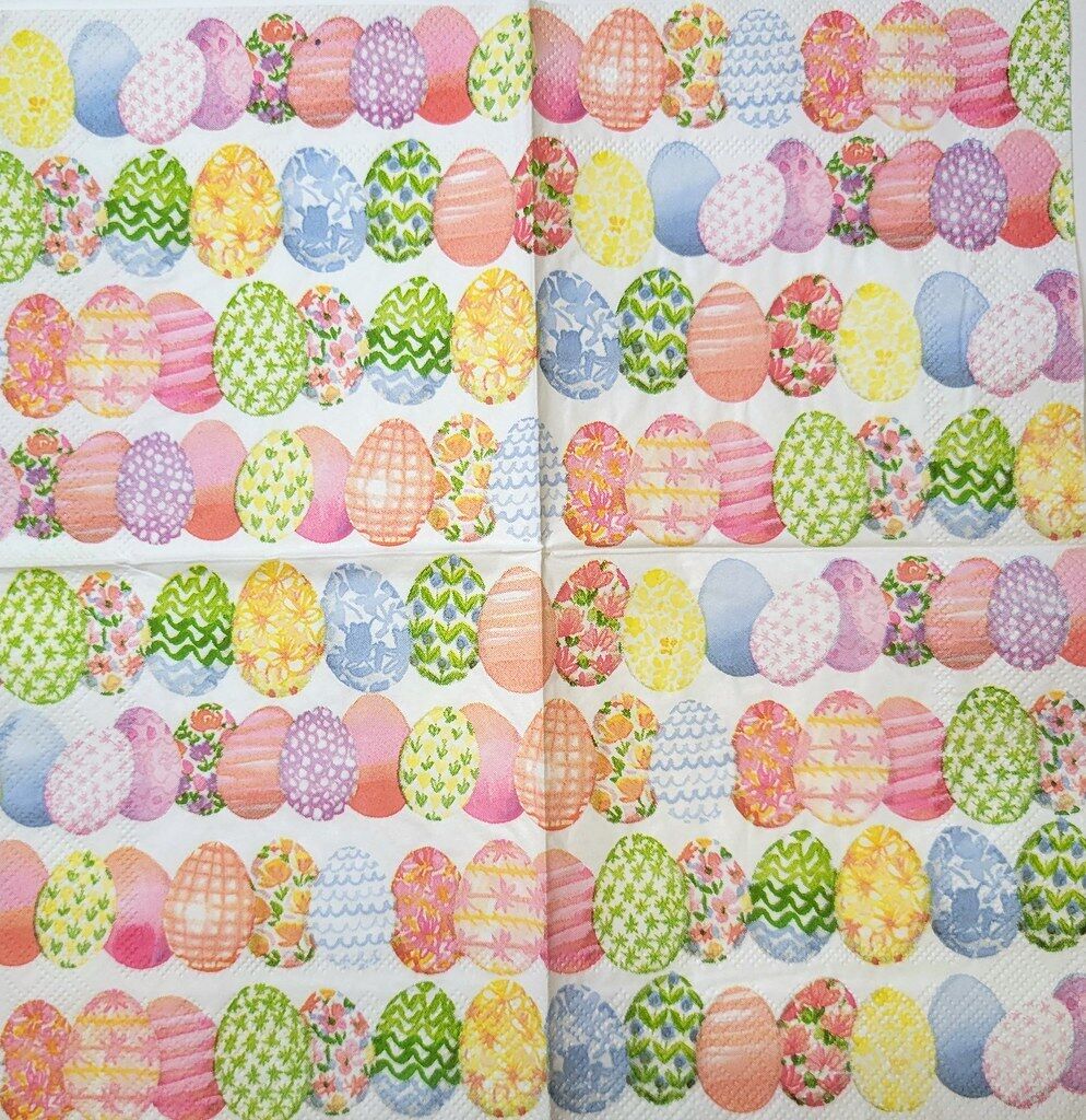 TWO Individual Paper Cocktail Decoupage Napkins - 2333 Colorful Easter Eggs