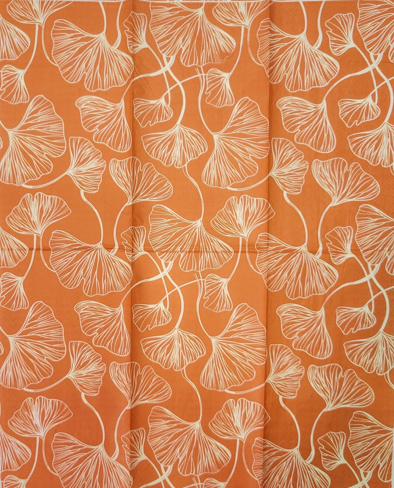 TWO Individual Paper Guest Decoupage Napkins - 2116 Orange Graceful Ginkgos