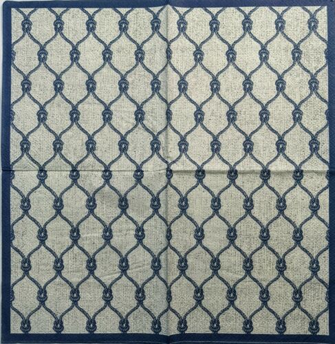 TWO Individual Paper Cocktail Decoupage Napkins- Blue Grey Nautical Knots 1320