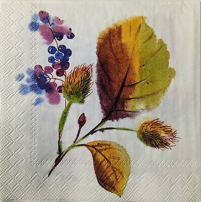 TWO Individual Paper Cocktail Decoupage Napkins - 1557 Autumn's Magic Leaves
