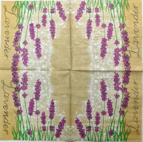 TWO Individual Paper Lunch Decoupage Napkins - Lavender Bloom 1193