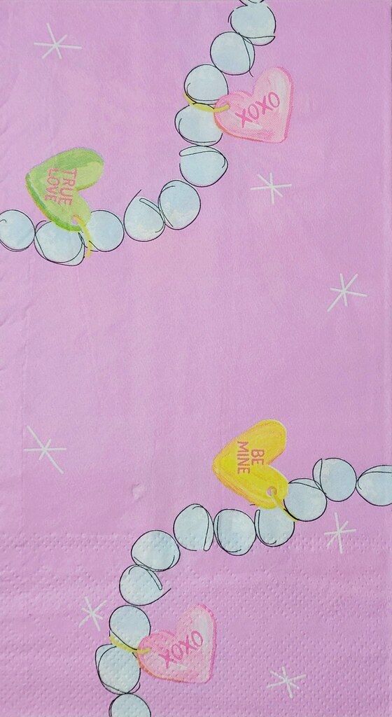 TWO Individual Paper Guest Decoupage Napkins - 2304 Pearls Bows & Candy Hearts