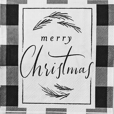 TWO Individual Paper Cocktail Decoupage Napkins - 1681 Merry Christmas Plaid