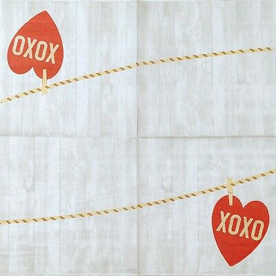 TWO Individual Paper Lunch Decoupage Napkins - 1753 Valentine XOXO