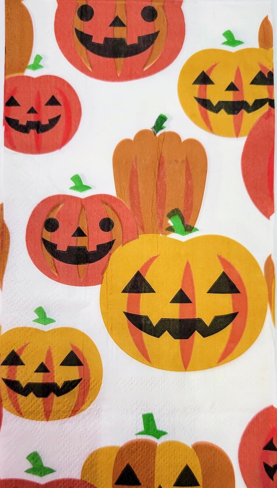 TWO Individual Paper Guest Decoupage Napkins - 2192 Playful Halloween Pumpkins