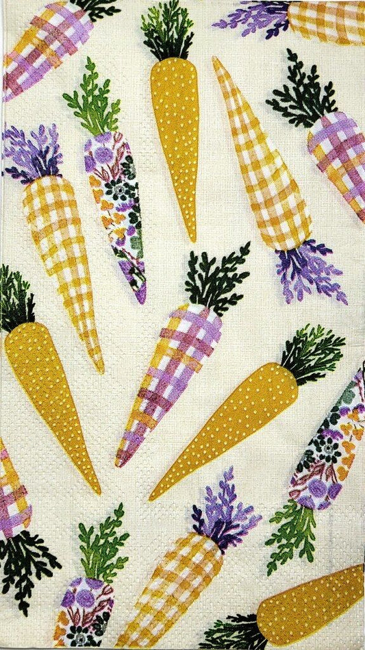 TWO Individual Paper Guest Decoupage Napkins - 2355 Patchwork Carrots