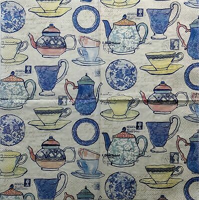 TWO Individual Paper Lunch Decoupage Napkins - 1488 British Tea Time w/ Postage