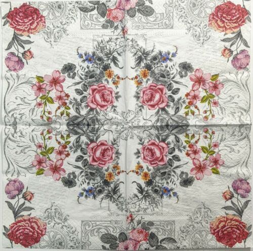 TWO Individual Paper Lunch Decoupage Napkins - Royal Rose 1202