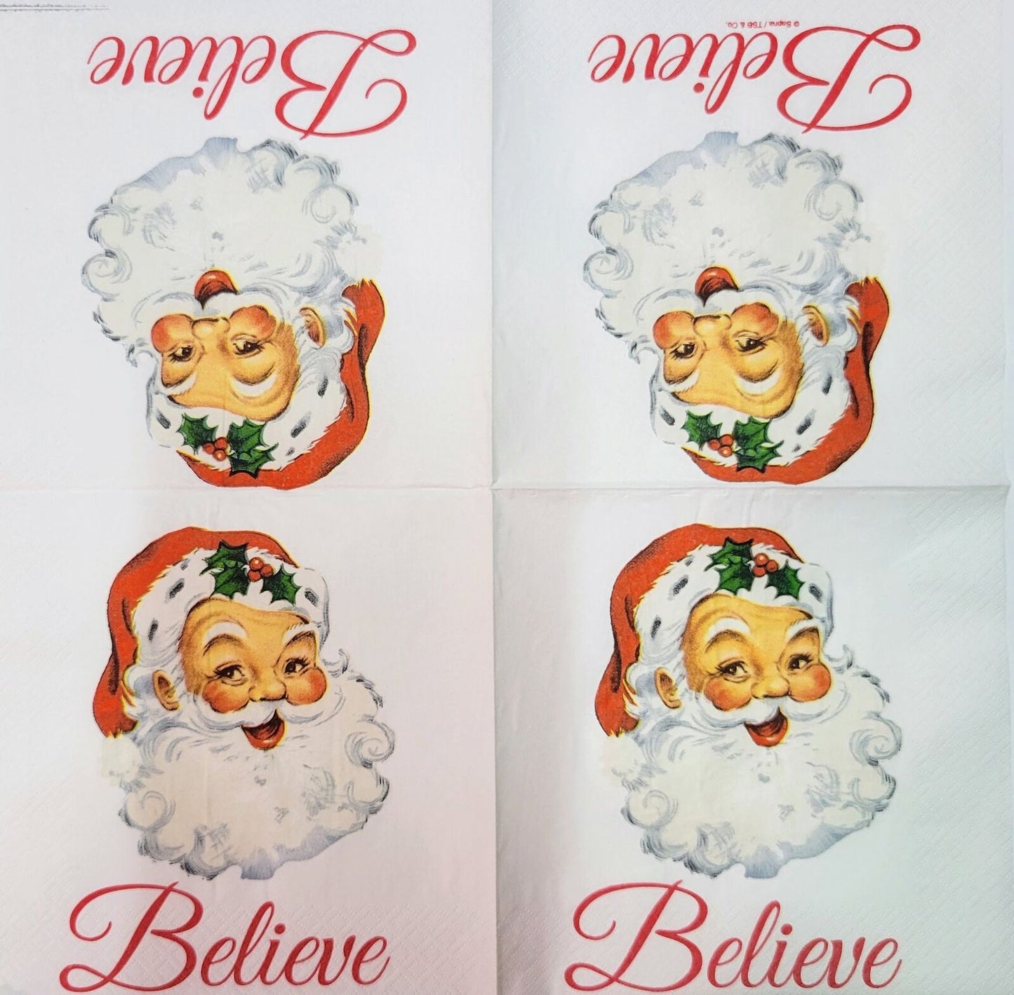 TWO Individual Paper Lunch Decoupage Napkins - 2149 Santa Clause Believe