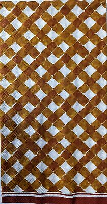 TWO Individual Paper Guest Decoupage Napkins - 1624 Gingham Orange