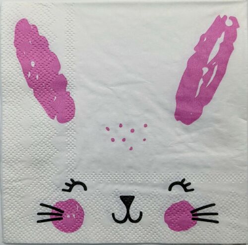 TWO Individual Paper Cocktail Decoupage Napkins- Cute Bunny Face 1163