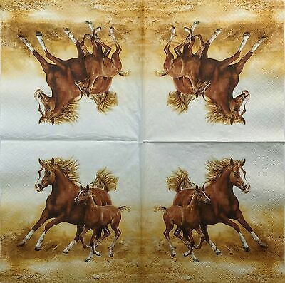 TWO Individual Paper Lunch Decoupage Napkins - 1356 Horses Mare With Foal