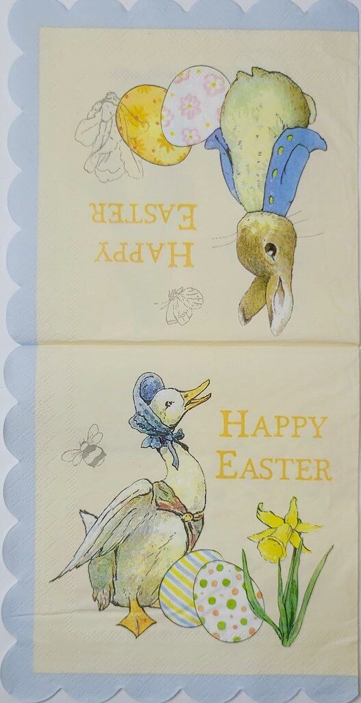 TWO Individual Paper Lunch Decoupage Napkins - 2343 Peter Rabbit, Chicks & Goose