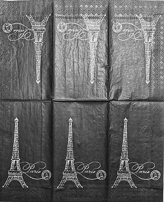 TWO Individual Paper Guest Decoupage Napkins - 1796 Eiffel Tower Paris