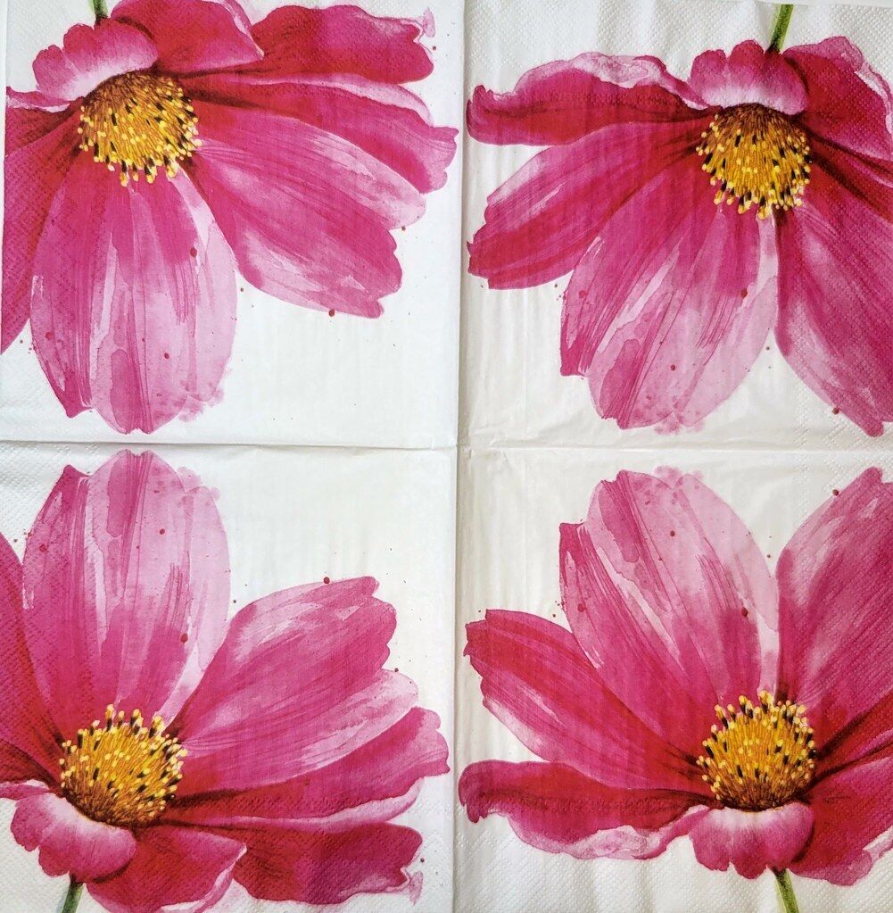 TWO Individual Paper Lunch Decoupage Napkins - 2344 Ally Pink Bloom