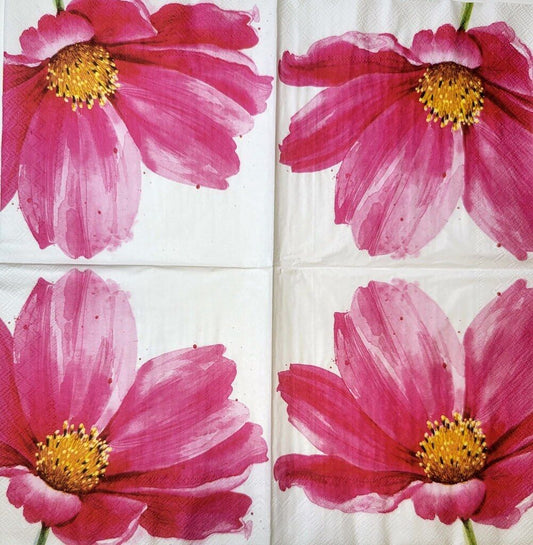 TWO Individual Paper Lunch Decoupage Napkins - 2344 Ally Pink Bloom