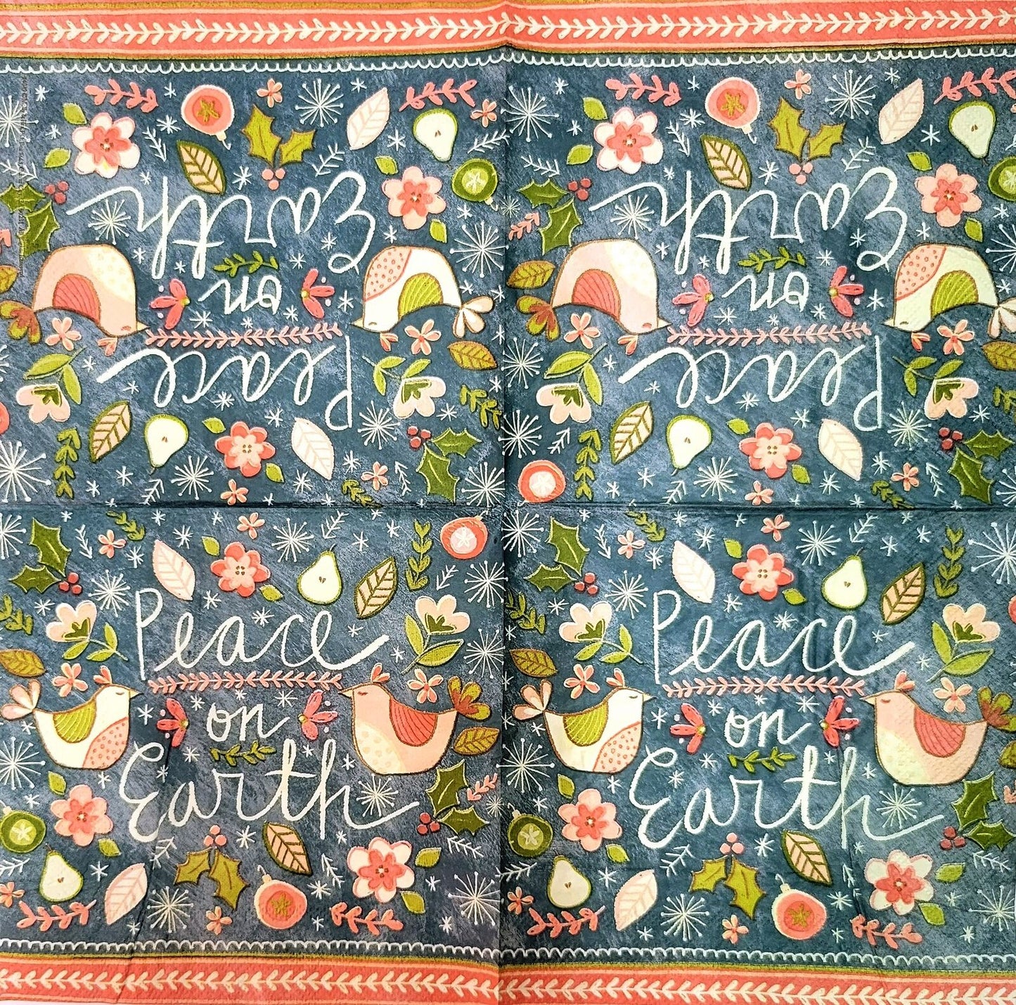 TWO Individual Paper Lunch Decoupage Napkins - 2132 Christmas Peace on Earth