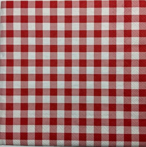 TWO Individual Paper Lunch Decoupage Napkins - Red Summer Plaid Taverna 1336