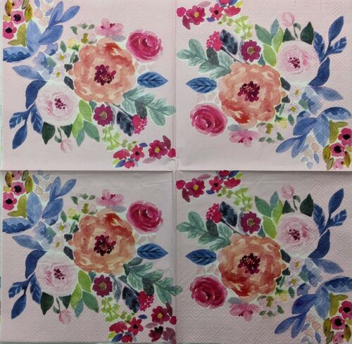 TWO Individual Paper Cocktail Decoupage Napkins- Springtime Floral Splendor 1249