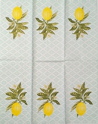 TWO Individual Paper Guest Decoupage Napkins - 1743 Stately Lemon