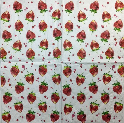 TWO Individual Paper Lunch Decoupage Napkins - Strawberry Summer 1335