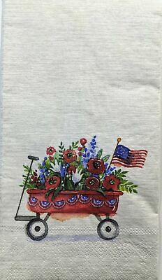 TWO Individual Paper Guest Decoupage Napkins - 1438 Americana Flower Wagon