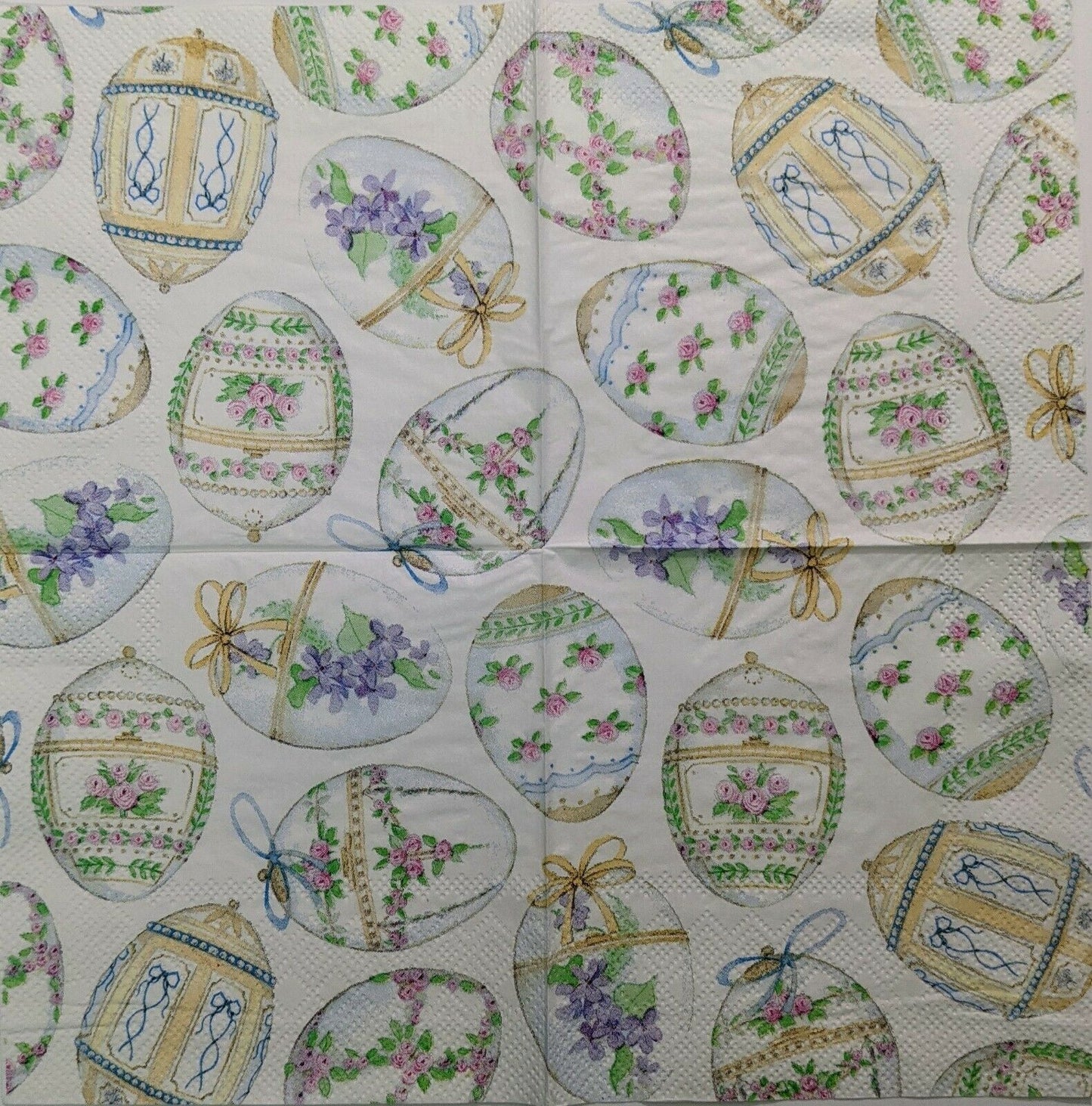 TWO Individual Paper Cocktail Decoupage Napkins - Decorated Easter Eggs 1258