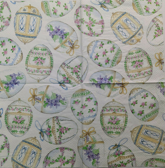 TWO Individual Paper Cocktail Decoupage Napkins - Decorated Easter Eggs 1258