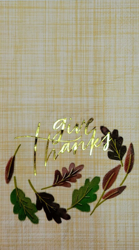 TWO Individual Paper Guest Decoupage Napkins - 2100 Give Thanks Fall Foil