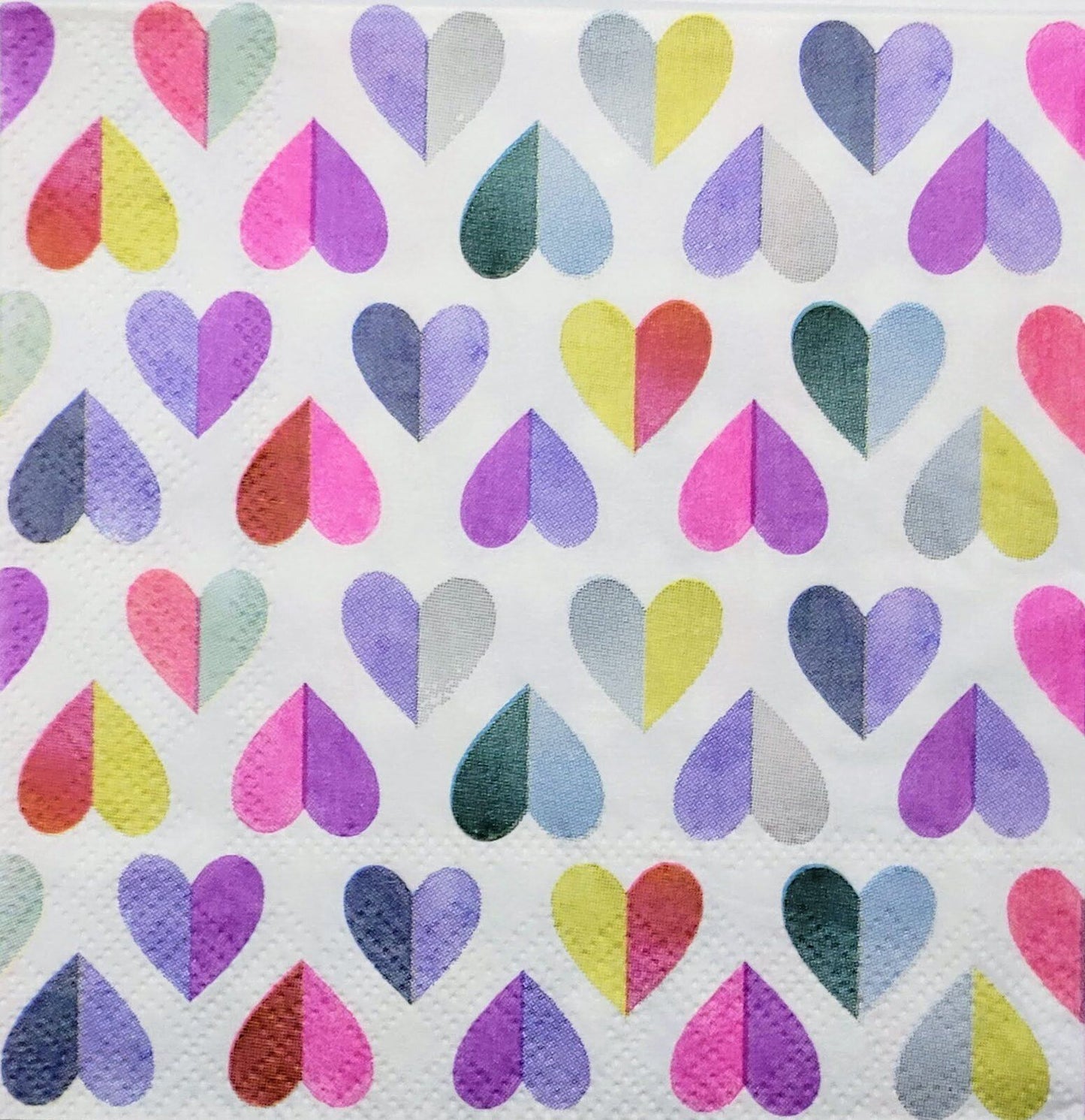 TWO Individual Paper Cocktail Decoupage Napkins - 2288 Be Mine Hearts