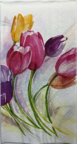 TWO Individual Paper Guest Decoupage Napkins- Tulip Season Spring 1168