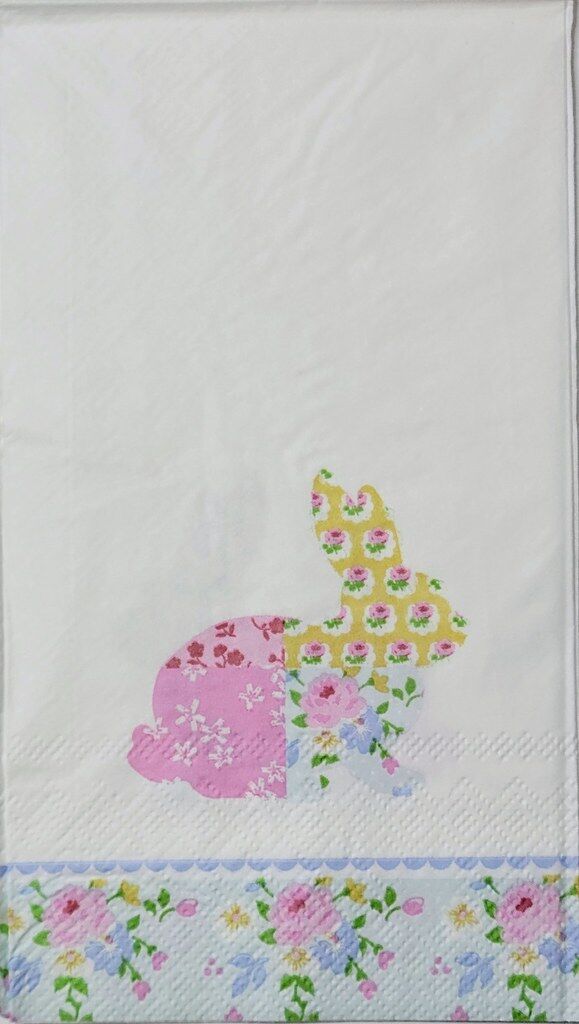 TWO Individual Paper Guest Decoupage Napkins - 2311 Patchwork Easter Bunny