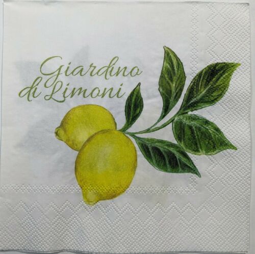 2 Individual Paper Lunch Decoupage Napkins-Giardino di Limoni Lemon Garden 1099