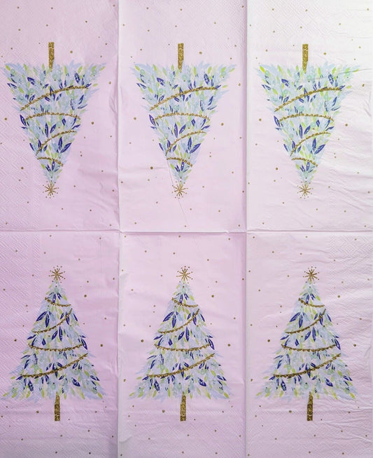 TWO Individual Paper Guest Decoupage Napkins- 2241 Old World Blue Christmas Tree