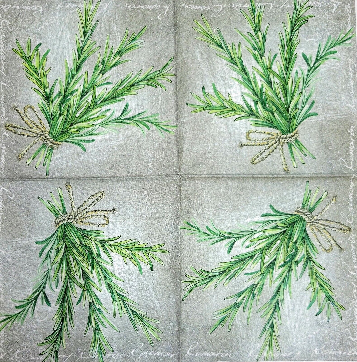 2 Individual Paper Cocktail Decoupage Napkins- 2076 Herbal Flavor - Rosemary