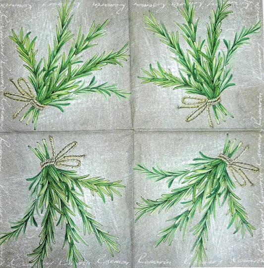 2 Individual Paper Cocktail Decoupage Napkins- 2076 Herbal Flavor - Rosemary