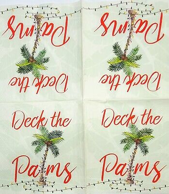 TWO Individual Paper Cocktail Decoupage Napkins - 2039 Deck the Palms Tree