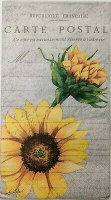 TWO Individual Paper Guest Decoupage Napkins - 1552 Sunflower Carte Postal