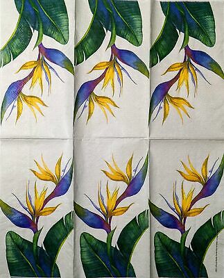 TWO Individual Paper Guest Decoupage Napkins-1646 Yellow Bird of Paradise Flower