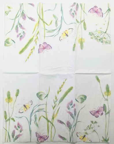 TWO Individual Paper Guest Decoupage Napkins - Colorful Butterflies Spring 1176