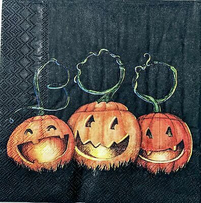 TWO Individual Paper Lunch Decoupage Napkins - 1603 Boo Halloween