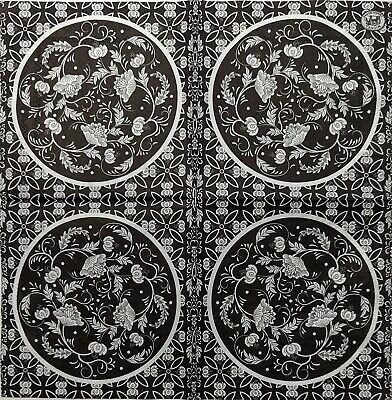 TWO Individual Paper Cocktail Decoupage Napkins - 1850 Black & White Bouquet