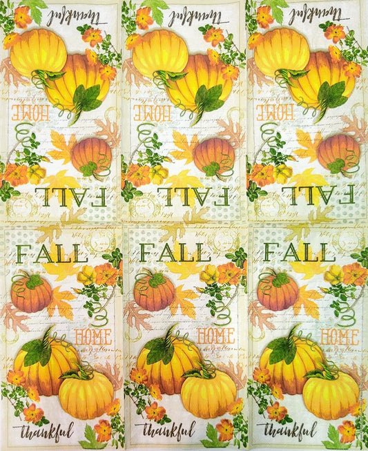 TWO Individual Paper Guest Decoupage Napkins - 2123 Thankful Fall Pumpkins